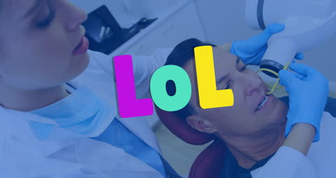 Humorous Dental Visit with Fun Cartoon Text Overlay