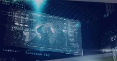 Futuristic Digital Map with Financial Data Visualizations