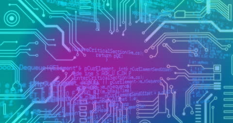 Abstract Circuit Board Overlay on Gradient Background