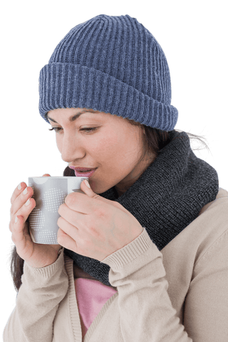 transparent woman enjoying hot beverage on cold day - Download Free Stock Videos Pikwizard.com
