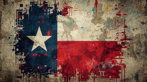 Abstract Texas Flag with Bold Glitch Effects and Texture