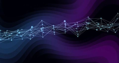 Digital network structure with glowing spherical nodes