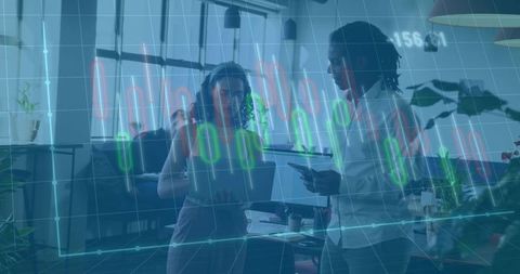 Business Colleagues Analyzing Financial Data on Screens