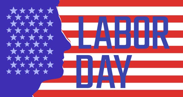 Vector image of blue silhouette man and labor day text on flag of america - Download Free Stock Photos Pikwizard.com
