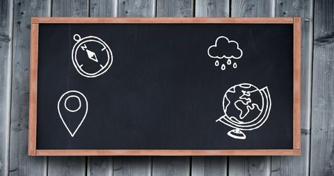 Geography Icons Drawn on Blackboard for Education Theme - Download Free Stock Images Pikwizard.com