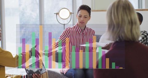 Team Collaborating on Data Analytics Project in Modern Office