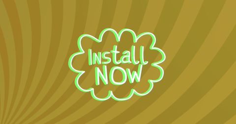 Bold 'Install Now' Text on Abstract Green Swirl Background