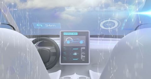 Futuristic Self-Driving Car Dashboard with Digital Interface