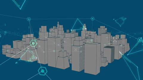 Digital City with Network Connections Visualization