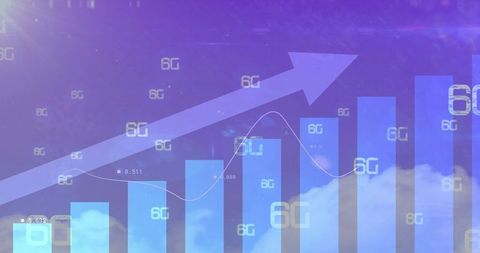 Rising Bar Chart Illustrating 6G Connectivity and Digital Innovation