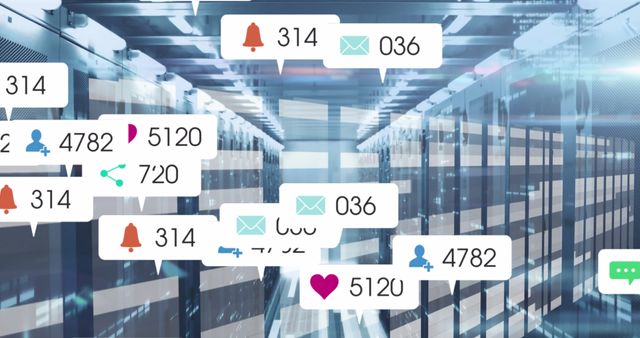 Social Media Notifications Concept in Data Center - Download Free Stock Images Pikwizard.com