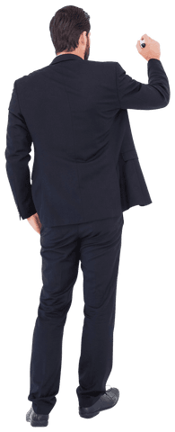 Transparent businessman in suit writing with marker gesture