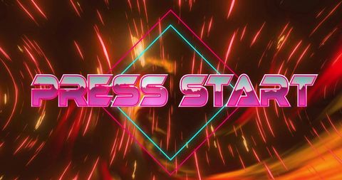Retro Neon Press Start Text with Dynamic Lights - Download Free Stock Images Pikwizard.com