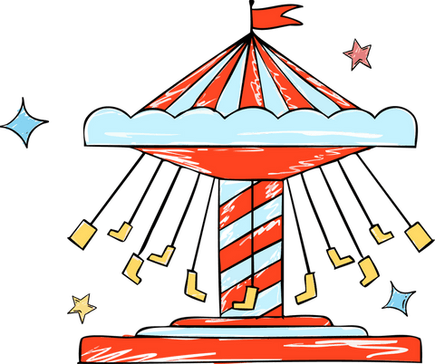 Whimsical carnival swing ride on transparent background