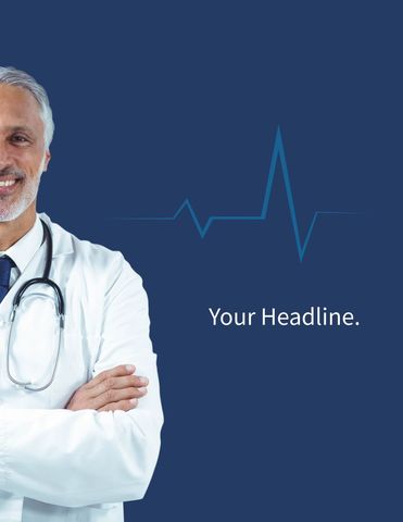 Confident doctor promoting healthcare services