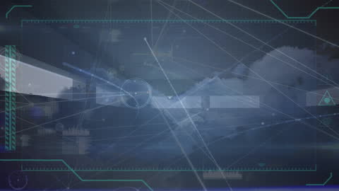 Futuristic Digital Network Interface with Technological Elements