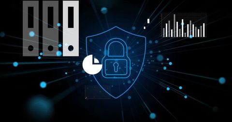 Digital Security Interface with Lock and Data Visualization Elements - Download Free Stock Images Pikwizard.com