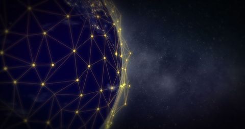 Digital Network Interface with Earth and Cosmic Background - Download Free Stock Images Pikwizard.com