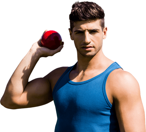 caucasian athlete holding shot put on transparent background - Download Free Stock Videos Pikwizard.com
