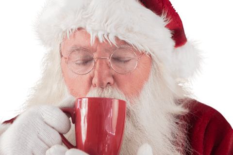 Transparent Santa Claus Enjoying Hot Beverage in Red Mug - Download Free Stock Videos Pikwizard.com
