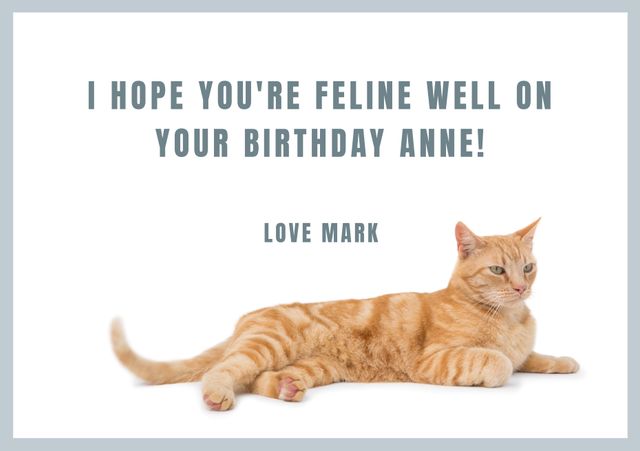 Ginger Cat Birthday Greeting Card Design - Download Free Stock Templates Pikwizard.com