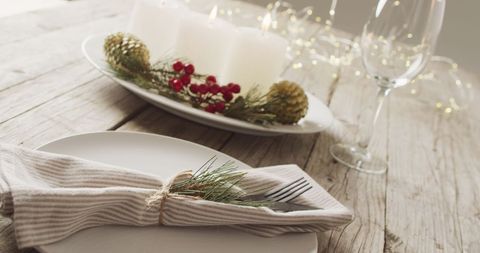 Christmas Table Setting with Candles and Decor - Download Free Stock Images Pikwizard.com