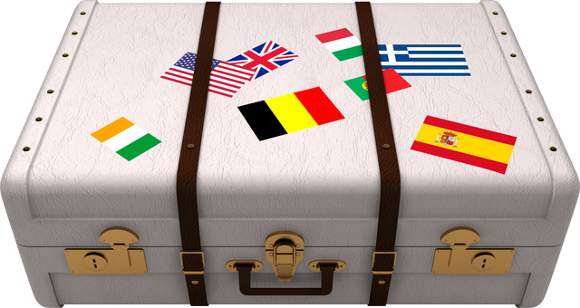 Transparent Suitcase with International Flags Decorating - Download Free Stock Videos Pikwizard.com