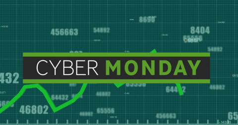 Cyber Monday Digital Marketing Graphic with Data Overlay