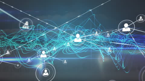 Digital Network Connections Over Abstract Landscape