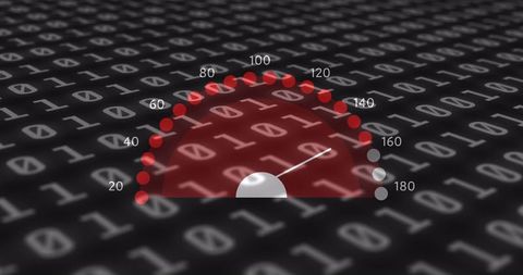 Digital Speedometer Overlay on Binary Code Background - Download Free Stock Images Pikwizard.com