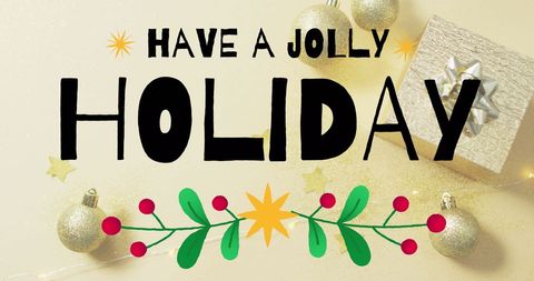 festive holiday greeting with golden ornaments and gift - Download Free Stock Images Pikwizard.com