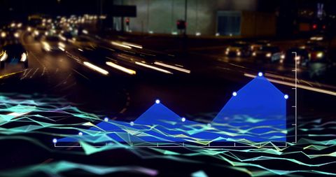 Futuristic Data Visuals in Night Cityscape Setting - Download Free Stock Images Pikwizard.com