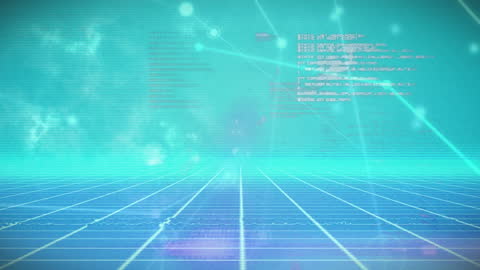 Futuristic Digital Grid with Data Connections Visualization