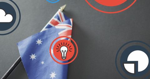 Flag of Australia with Digital Media Overlay Design