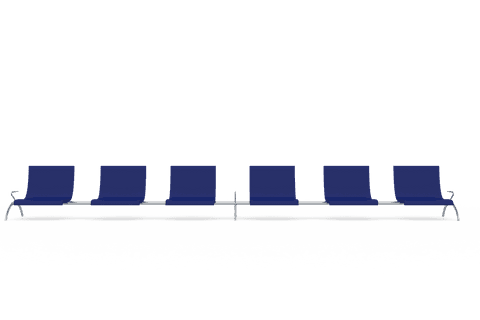Blue waiting room seats on transparent background for travel concept