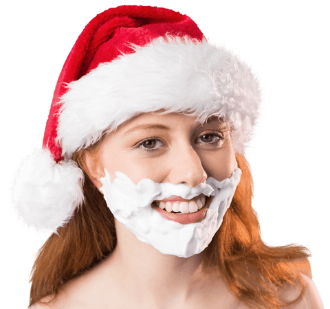 cheerful woman wearing santa hat and foam beard transparent background - Download Free Stock Videos Pikwizard.com