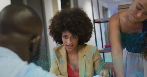 Energetic Team Meeting at Modern Office Workspace