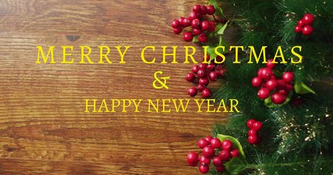 Festive Message with Holly Berries for Christmas and New Year - Download Free Stock Images Pikwizard.com