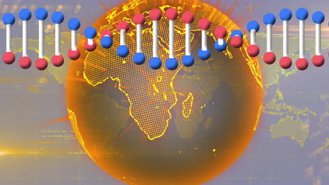 Digital DNA Sequence Overlaying Global Network Map