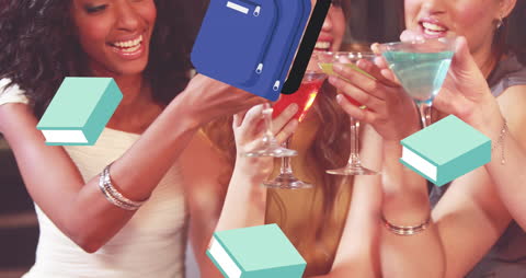 Diverse Friends Celebrating with School Icons Animation