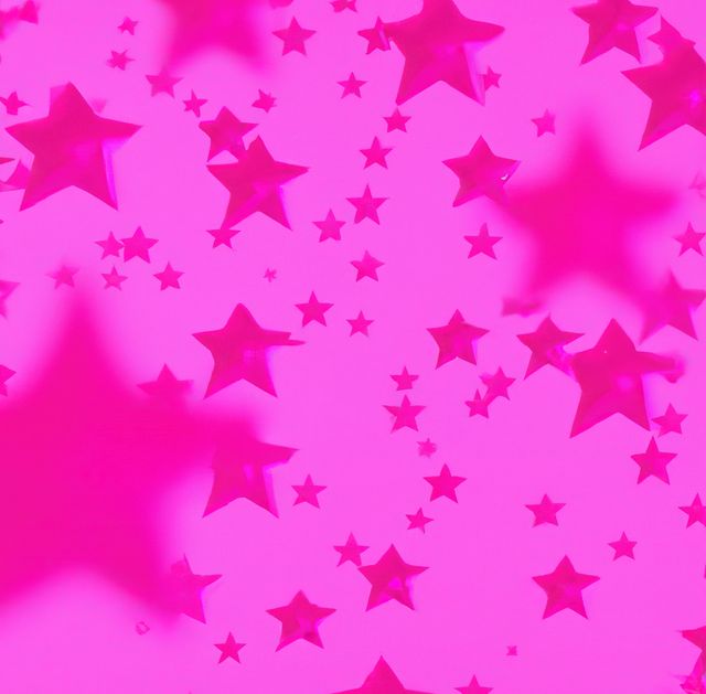Bright pink background with scattered glitter stars in various sizes, both pink and purple. Ideal for festive decorations, party invitations, greeting cards, and digital wallpapers. Provides a cheerful and celebratory atmosphere for numerous creative designs.