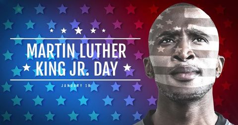 Martin luther king jr. Day celebration with american flag overlay