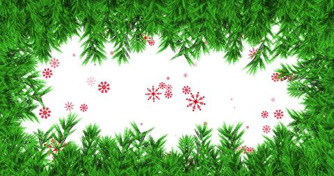 Festive Christmas Background with Pine Branches and Snowflakes