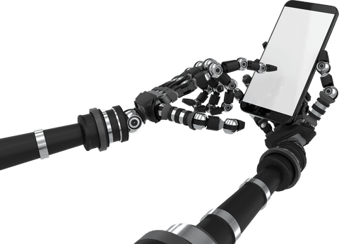 Robot Hands Holding Smartphone on Transparent Background Technology - Download Free Stock Videos Pikwizard.com