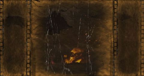 Glowing Metallic Skull on Grunge Film Reel