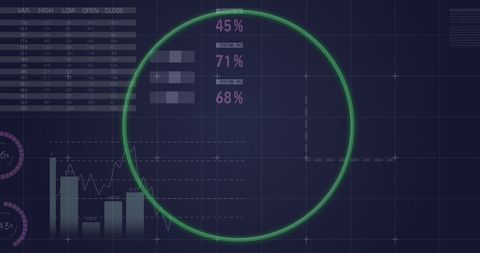 Neon Green Circular Interface with Statistical Data Visualization - Download Free Stock Images Pikwizard.com
