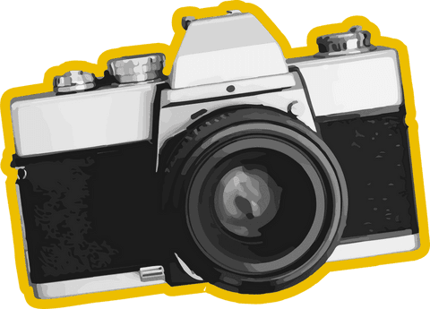 Retro 35mm slr camera illustration on transparent background