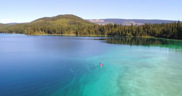 Aerial View of Crystal Clear Lake with Forest Landscape in Background - Download Free Stock Images Pikwizard.com