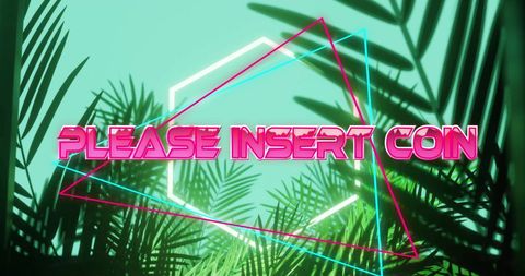 Insert Coin Text with Neon Geometry