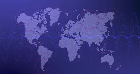 Stylized Global Connectivity Map with Concentric Circles